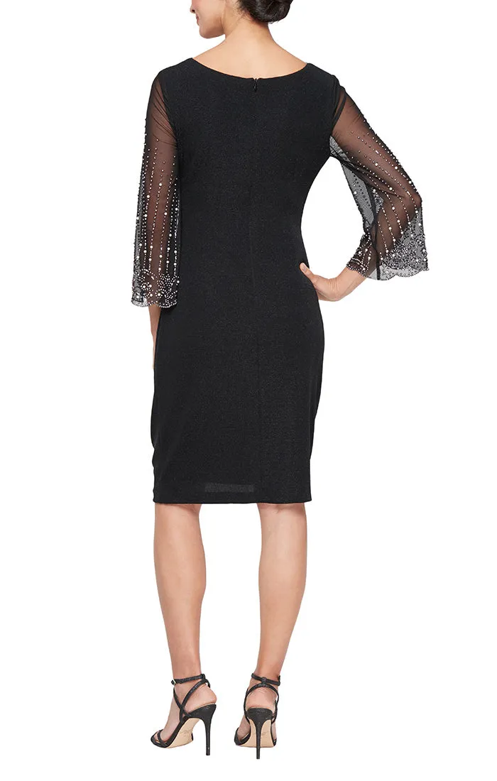 Plus - Short Cowl Neck Sheath Dress with Heat Set Illusion Sleeves sold by Alex Evenings product image thumbnail 2