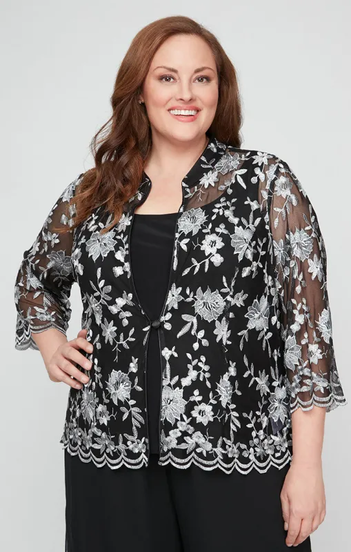 Plus 3/4 Sleeve Illusion Twinset with Solid Scoop Neck Tank sold by Alex Evenings