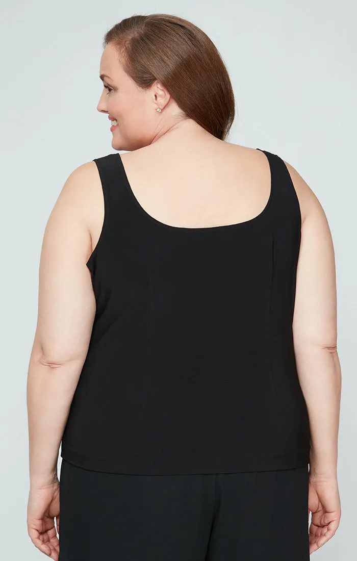 Plus 3/4 Sleeve Illusion Twinset with Solid Scoop Neck Tank sold by Alex Evenings product image thumbnail 4