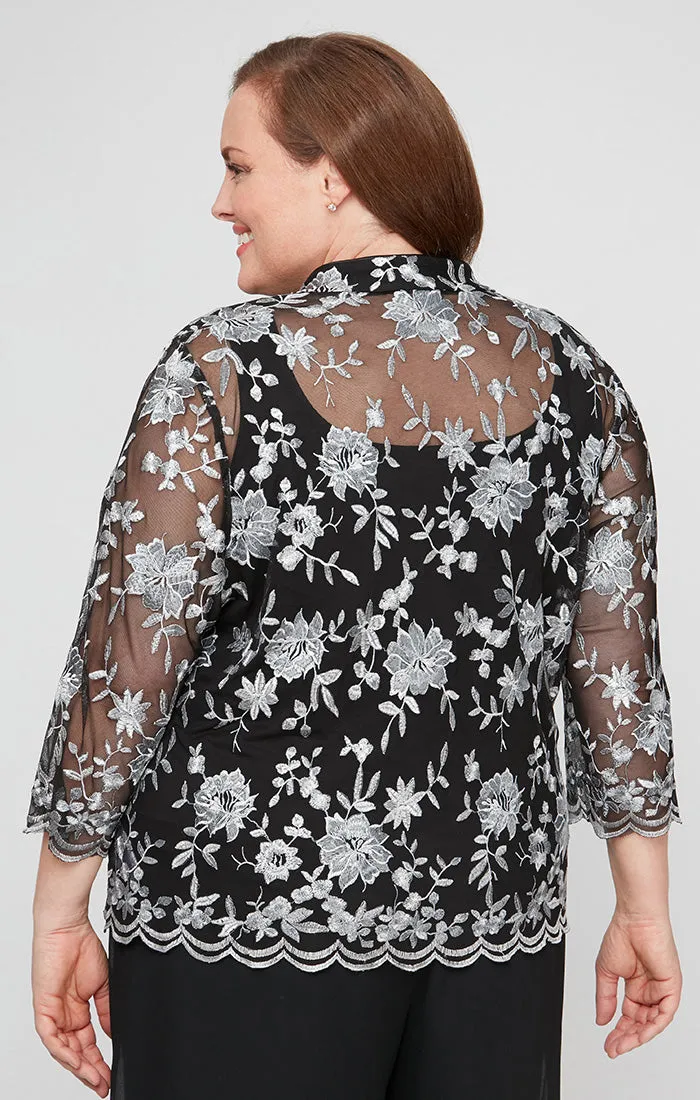 Plus 3/4 Sleeve Illusion Twinset with Solid Scoop Neck Tank sold by Alex Evenings product image thumbnail 3