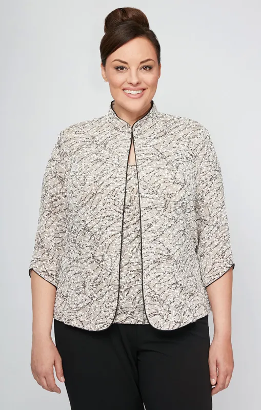 Plus Glitter Knit Twinset & Chiffon Pant sold by Alex Evenings