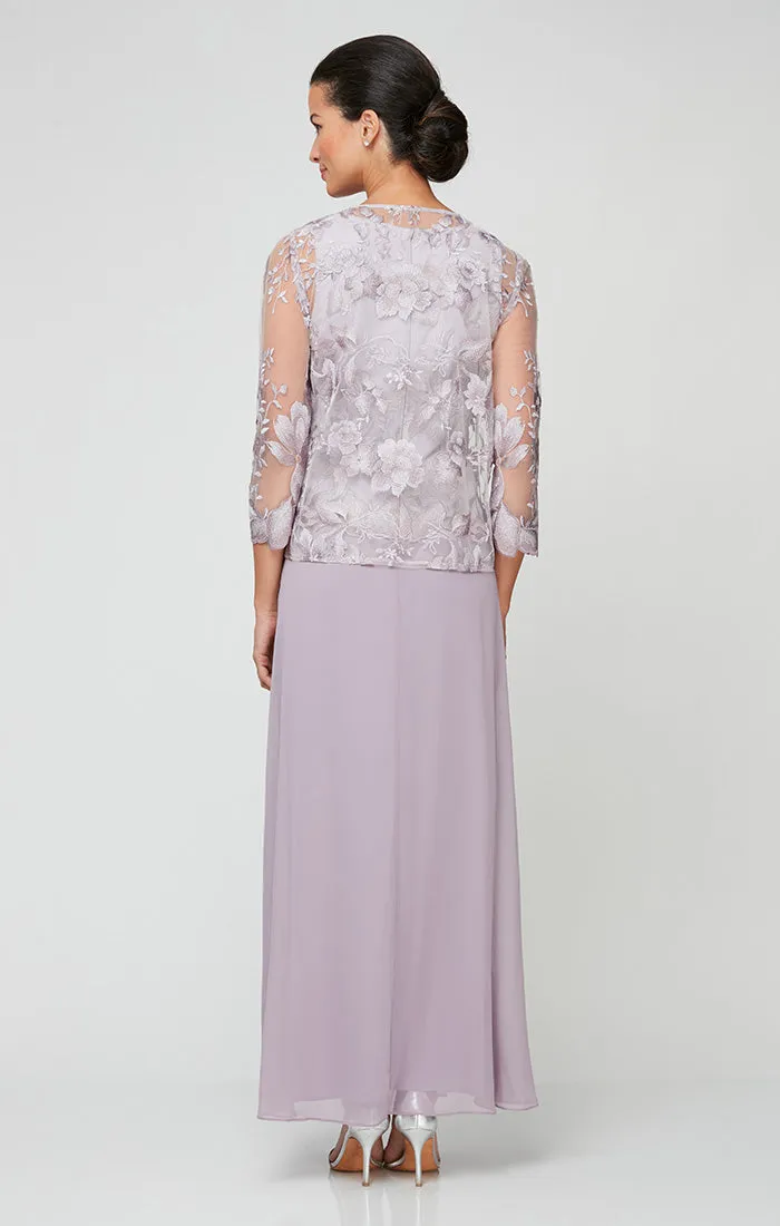 Petite Embroidered Jacket Dress with Illusion Jacket, Scallop Detail & A-Line Skirt sold by Alex Evenings product image thumbnail 4