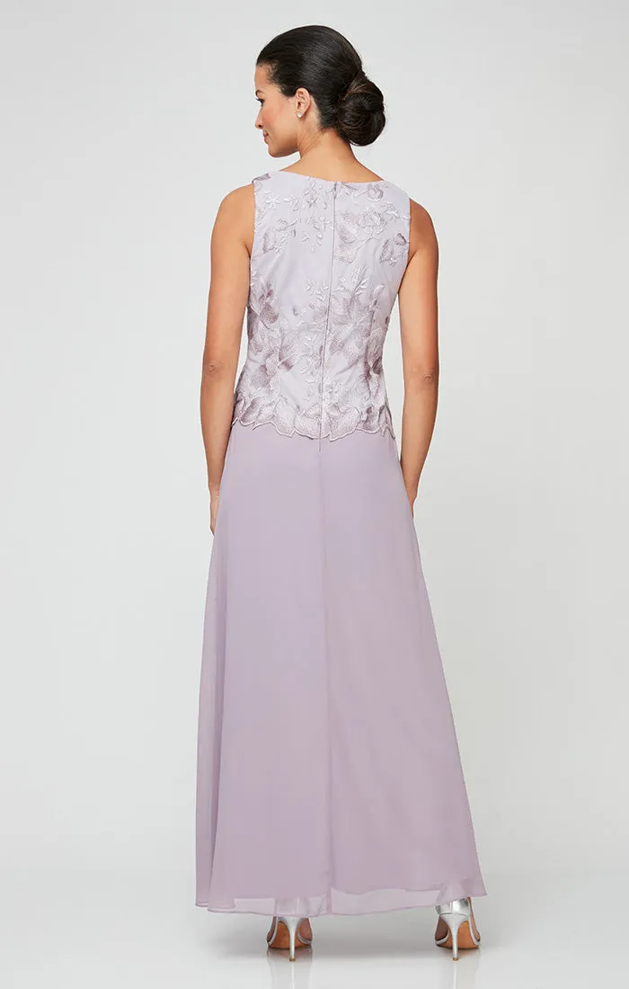 Petite Embroidered Jacket Dress with Illusion Jacket, Scallop Detail & A-Line Skirt sold by Alex Evenings product image thumbnail 3