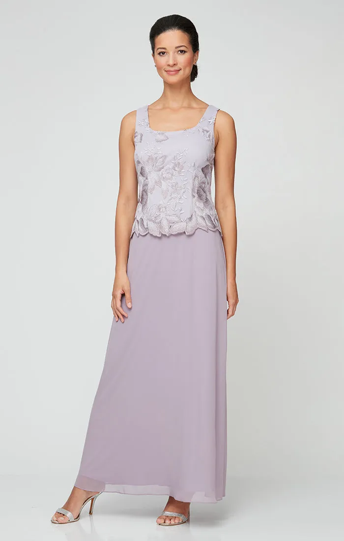 Petite Embroidered Jacket Dress with Illusion Jacket, Scallop Detail & A-Line Skirt sold by Alex Evenings product image thumbnail 2