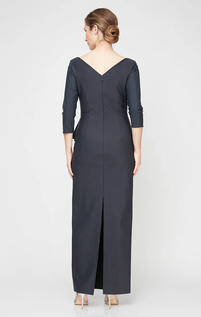 Compression Dress with Surplice Neckline, Cascade Ruffle Skirt and Embellishment at Hip sold by Alex Evenings product image thumbnail 4