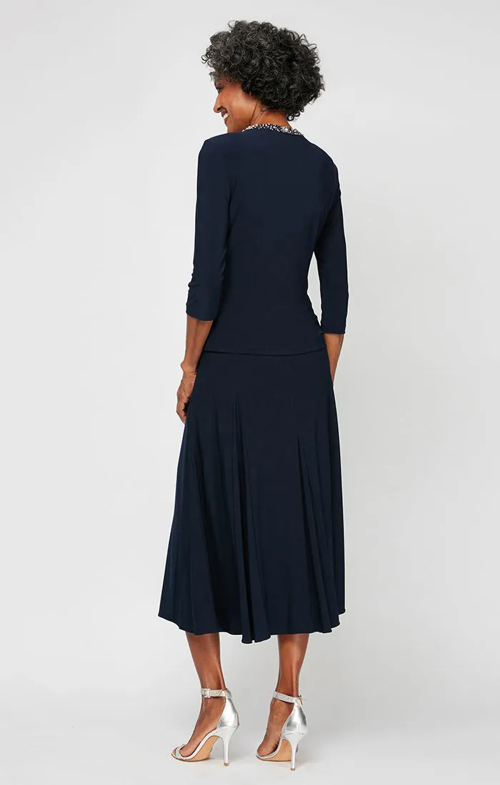 Petite - Matte Jersey Jacket Dress with Beaded Trim sold by Alex Evenings product image thumbnail 3