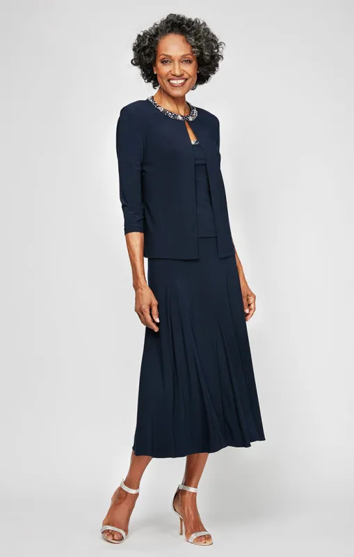 Petite - Matte Jersey Jacket Dress with Beaded Trim sold by Alex Evenings