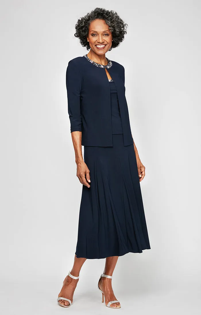 Petite - Matte Jersey Jacket Dress with Beaded Trim sold by Alex Evenings