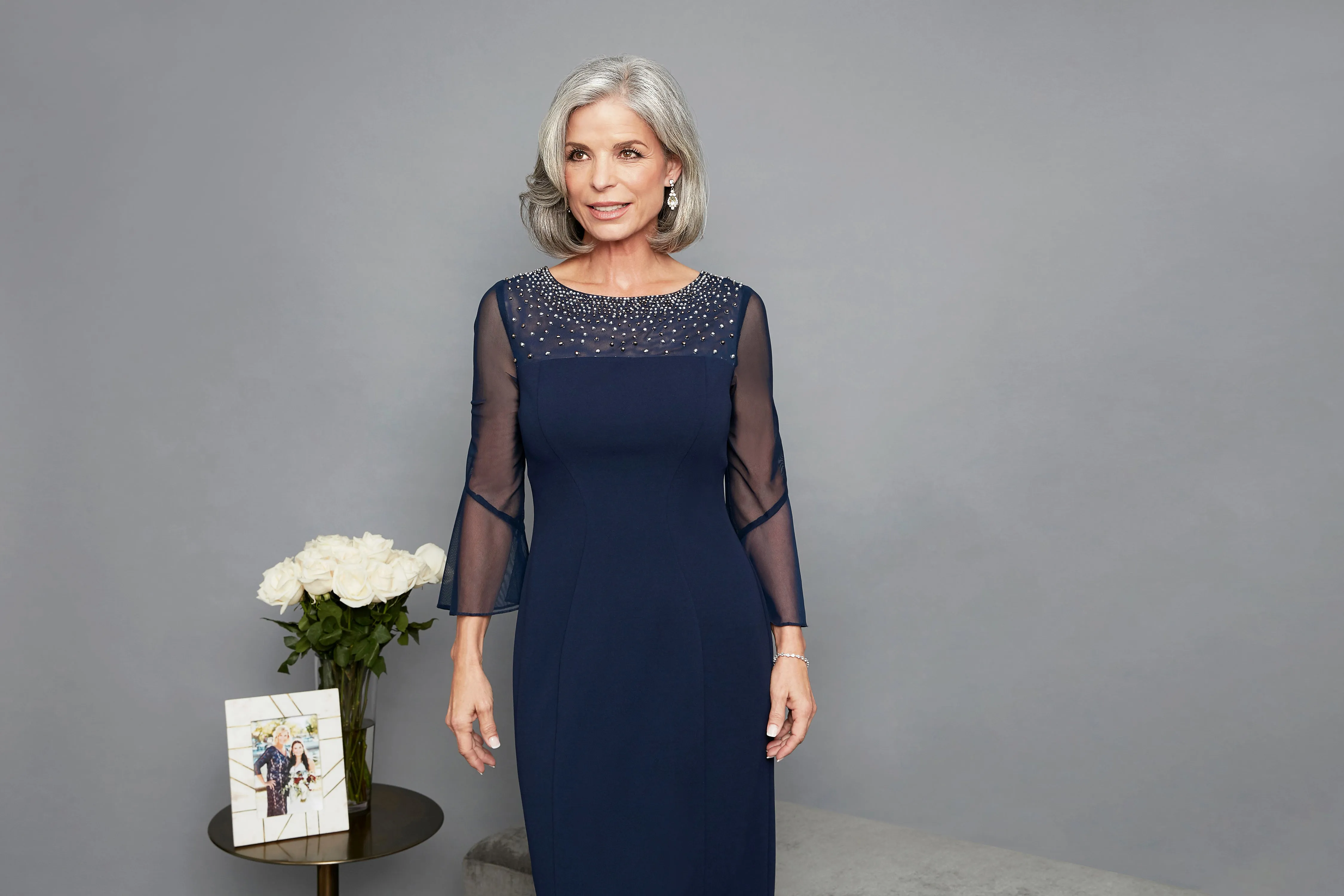 Petite Gabrielle Bell Sleeved Crepe Dress sold by Alex Evenings product image thumbnail 3