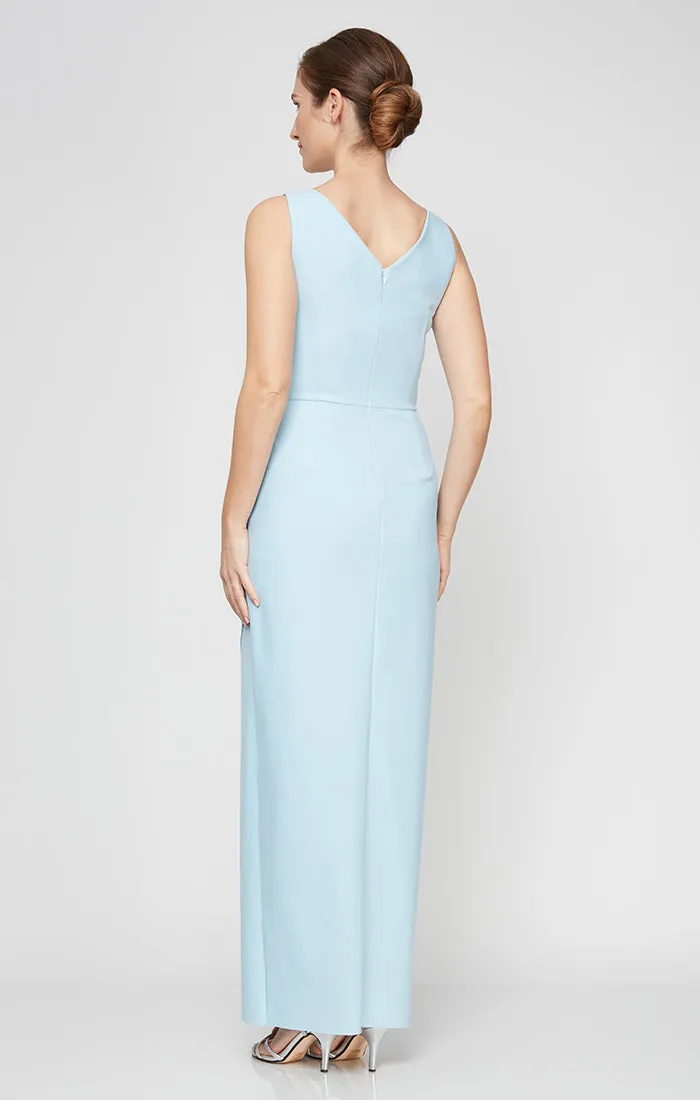 Sleeveless Compression Sheath Gown with Surplice Neckline & Beaded Detail at Hip sold by Alex Evenings product image thumbnail 4