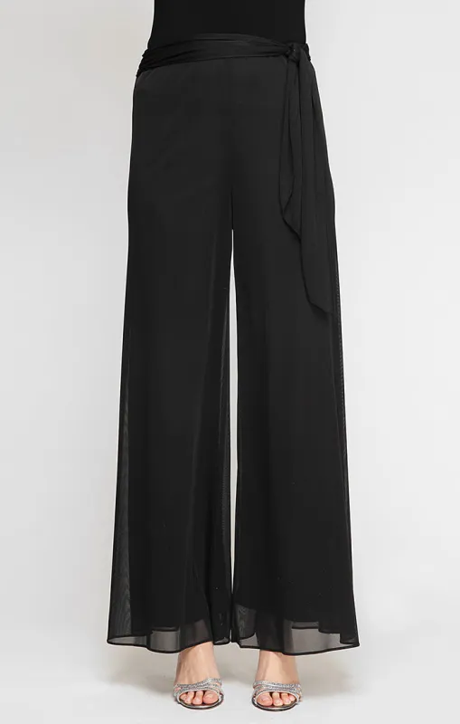 Wide Leg Mesh Pant with Tie Belt sold by Alex Evenings