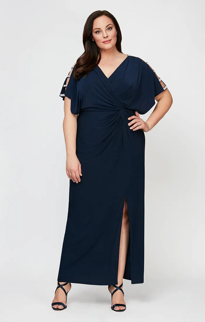 Plus Fiona Embellished Sleeve Jersey Dress sold by Alex Evenings