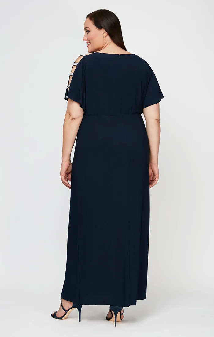 Plus Fiona Embellished Sleeve Jersey Dress sold by Alex Evenings product image thumbnail 2