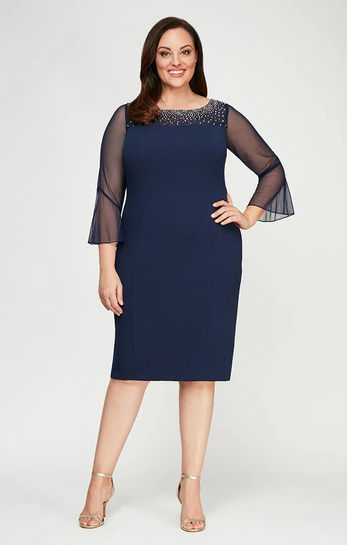 Plus Gabrielle Bell Sleeved Crepe Dress sold by Alex Evenings