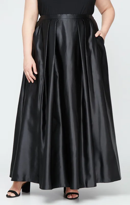 Plus Satin Ballgown Skirt with Pockets and Inverted Pleat Detail sold by Alex Evenings