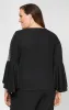 Plus 3/4 Sleeve Blouse With Beaded Illusion Detail and Cascade Bell Sleeves sold by Alex Evenings