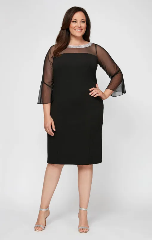 Plus Olivia Illusion Neck Crepe Dress sold by Alex Evenings