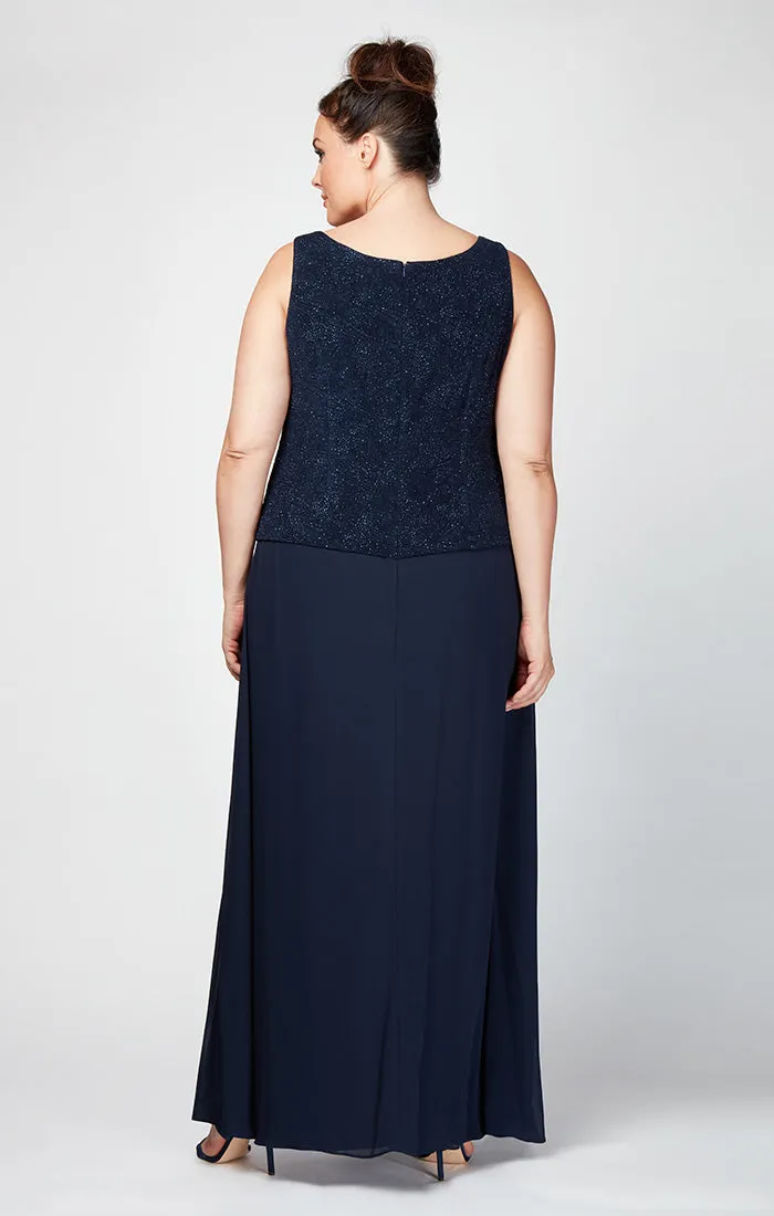 Plus Glitter Jacquard Knit Jacket Dress with Mandarin Neckline sold by Alex Evenings product image thumbnail 4