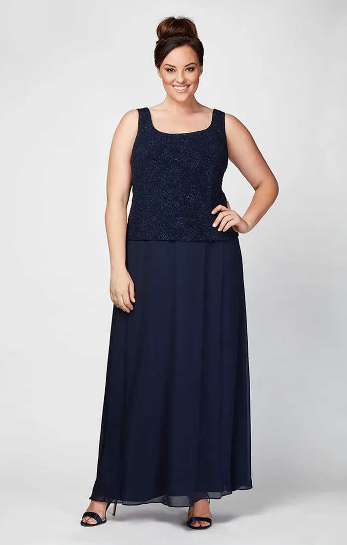 Plus Glitter Jacquard Knit Jacket Dress with Mandarin Neckline sold by Alex Evenings product image thumbnail 2
