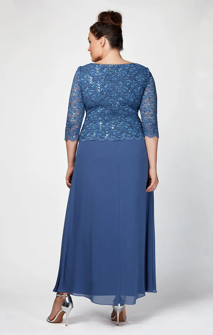 Plus Lace & Chiffon Gown with Scallop Edge Detail sold by Alex Evenings product image thumbnail 2