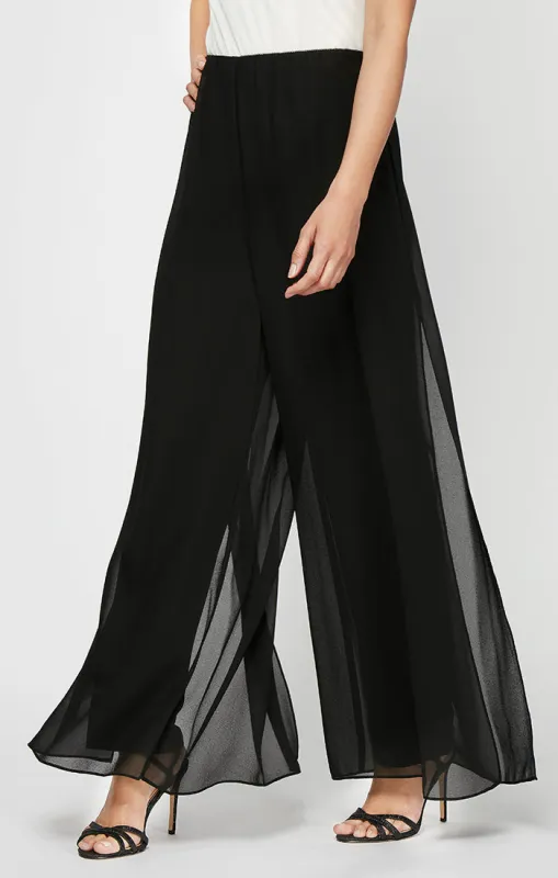Petite Straight Leg Pant with Georgette Split Leg Overlay sold by Alex Evenings