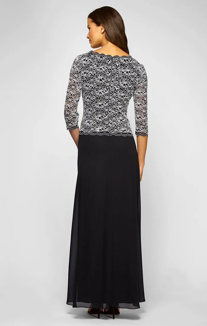 Lace & Chiffon Gown with Scalloped Hem Detail sold by Alex Evenings product image thumbnail 2