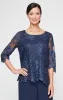 Regular - Embroidered Tunic with Scallop Sleeves & Hem sold by Alex Evenings