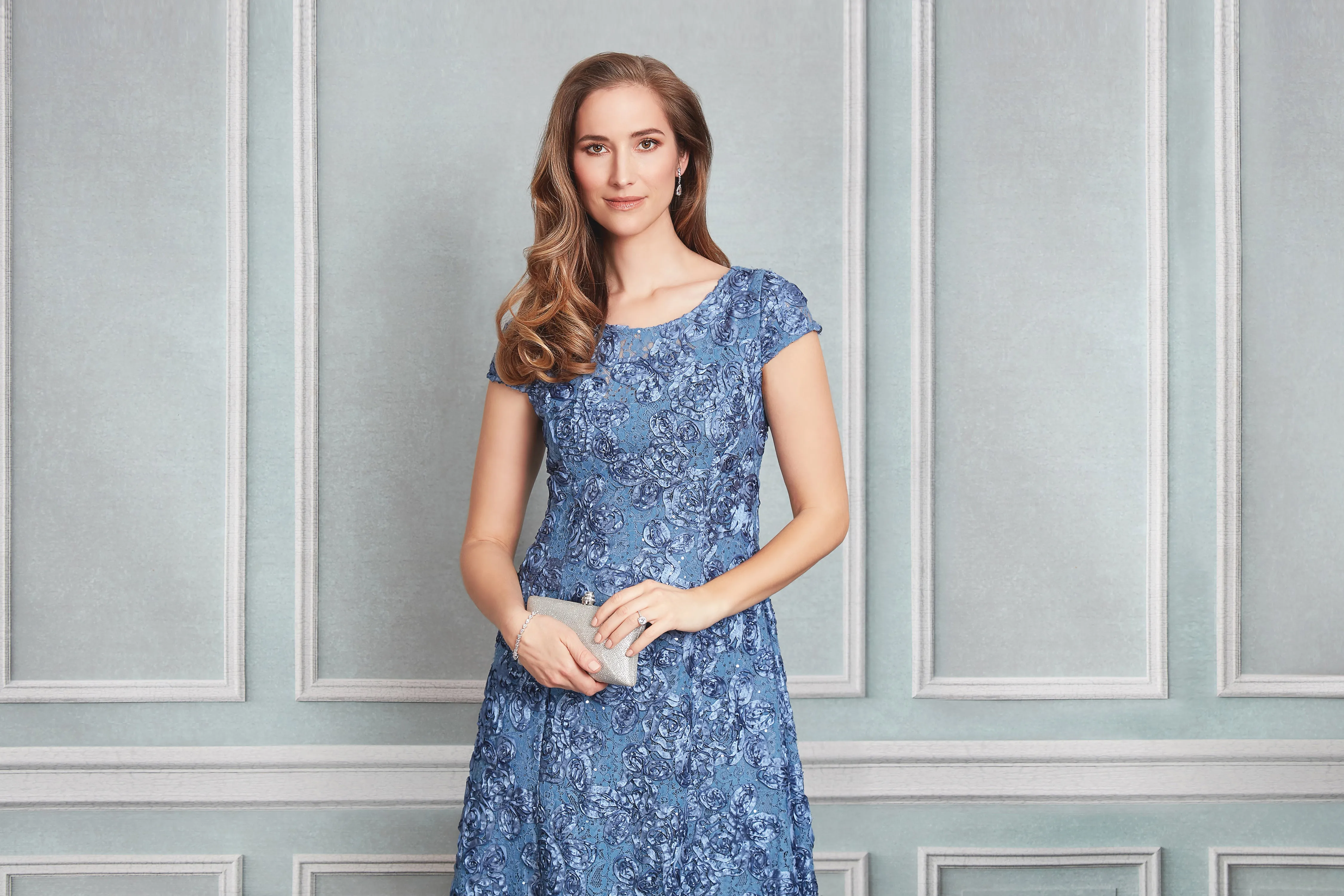 Audrey Rosette Lace Short Dress sold by Alex Evenings product image thumbnail 3