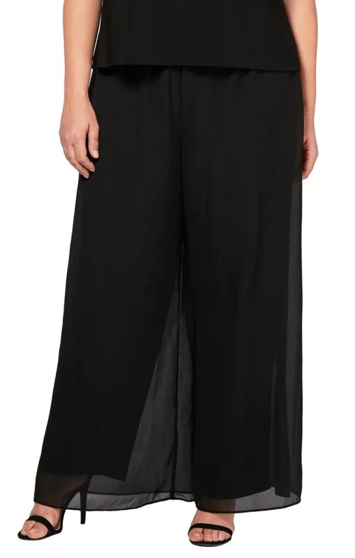 Plus Straight Leg Pant with Georgette Split Leg Overlay sold by Alex Evenings