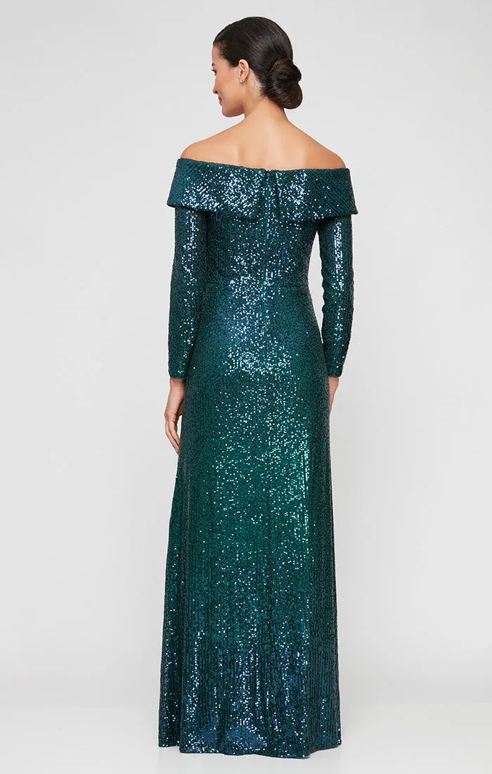 *Long Off the Shoulder Sequin Gown with Long Sleeves sold by Alex Evenings product image thumbnail 2