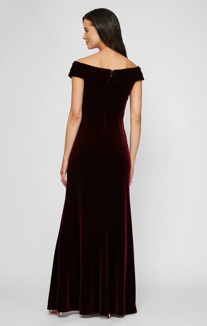 Regular - Off-the-Shoulder Fit & Flare Velvet Gown with Sweetheart Neckline sold by Alex Evenings product image thumbnail 2