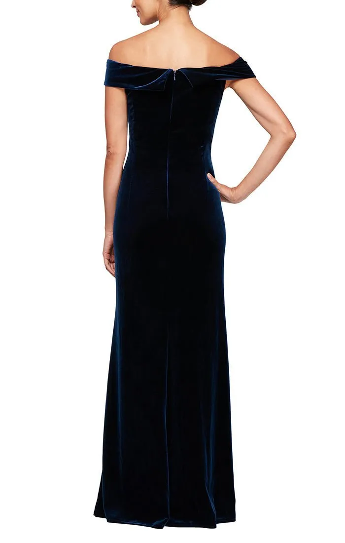 Regular - Off-the-Shoulder Fit & Flare Velvet Gown with Sweetheart Neckline sold by Alex Evenings product image thumbnail 4
