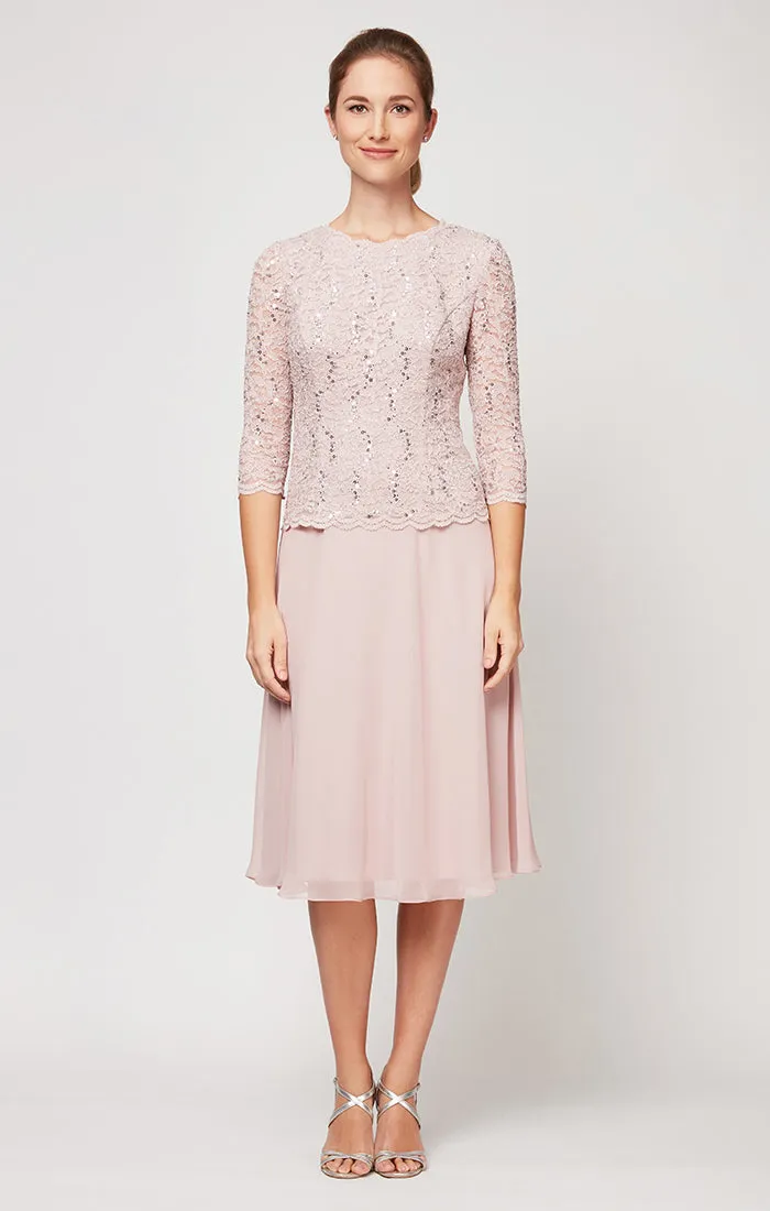 Petite Bella Sequin Lace Dress sold by Alex Evenings product image thumbnail 3
