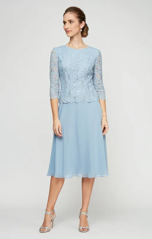 Petite Bella Sequin Lace Dress made by Alex Evenings