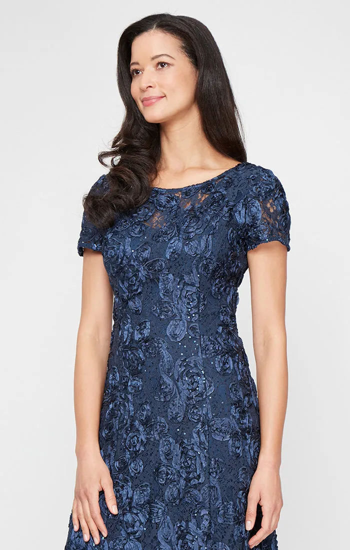 Evelyn Rosette Lace Long Gown sold by Alex Evenings product image thumbnail 3