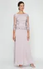 Petite Long A-Line Embroidered Mock Dress with Scallop Detail and 3/4 Sleeves sold by Alex Evenings