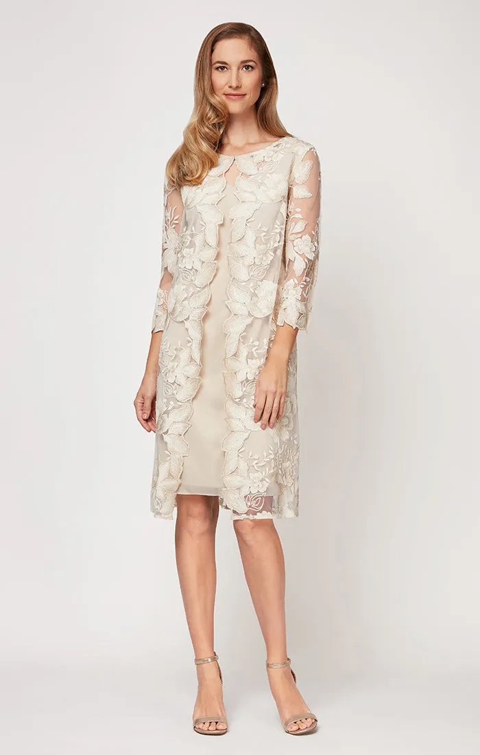 Regular - Alana Embroidered Mock Jacket Dress sold by Alex Evenings
