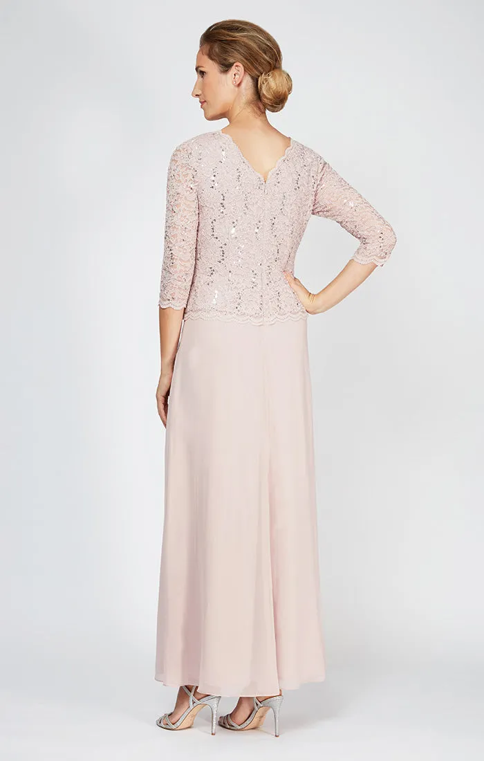 Long Gown with Sequin Lace Bodice & Chiffon Skirt sold by Alex Evenings product image thumbnail 2