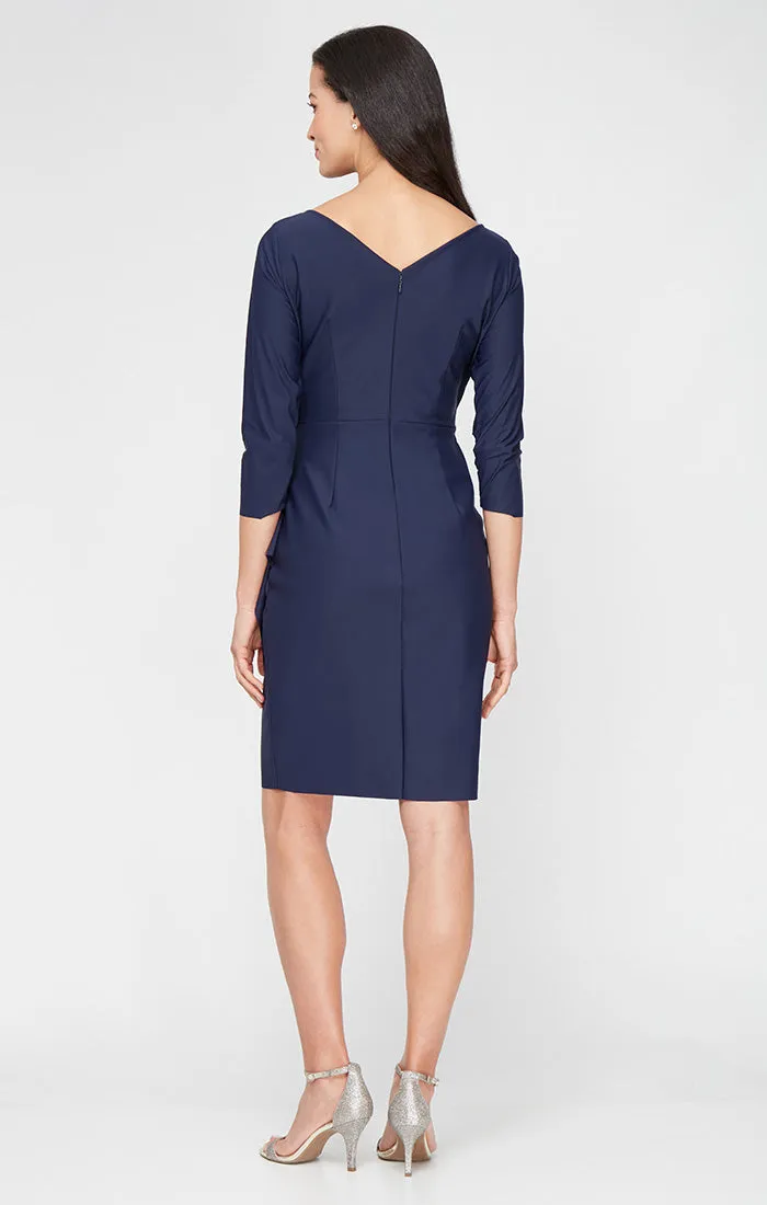 Petite Compression Collection Surplice Sheath Dress with Beaded Hip Detail sold by Alex Evenings product image thumbnail 4