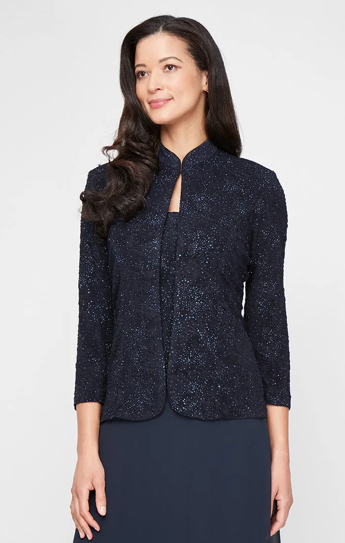 Petite Glitter Jacquard Knit Jacket Dress with Mandarin Neckline sold by Alex Evenings product image thumbnail 5