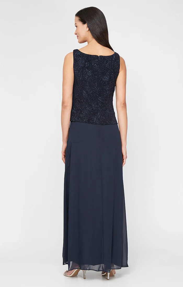 Petite Glitter Jacquard Knit Jacket Dress with Mandarin Neckline sold by Alex Evenings product image thumbnail 4