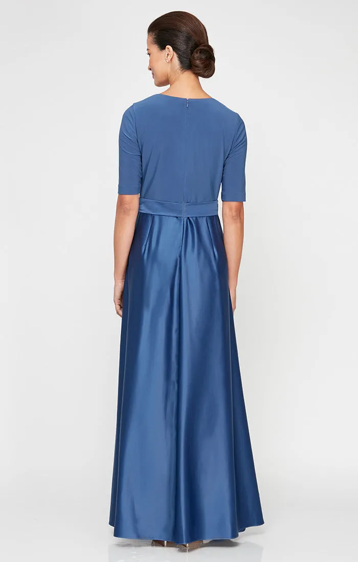 Petite Surplice Neckline Ballgown with Full Satin Skirt & Jersey Bodice sold by Alex Evenings product image thumbnail 4