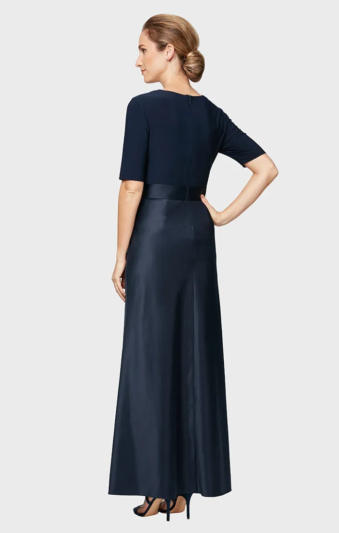 Petite Surplice Neckline Ballgown with Full Satin Skirt & Jersey Bodice sold by Alex Evenings product image thumbnail 2