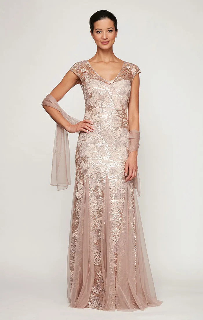 Petite - Emily Embroidered Fit and Flare Dress sold by Alex Evenings