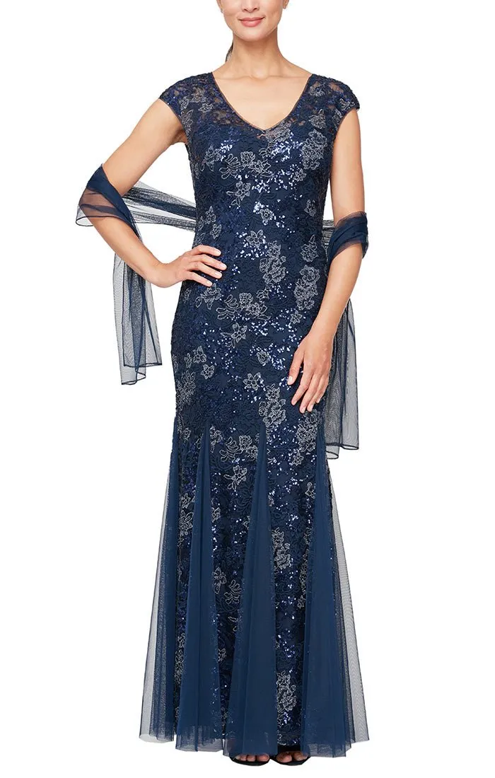 Petite - Emily Embroidered Fit and Flare Dress sold by Alex Evenings product image thumbnail 3