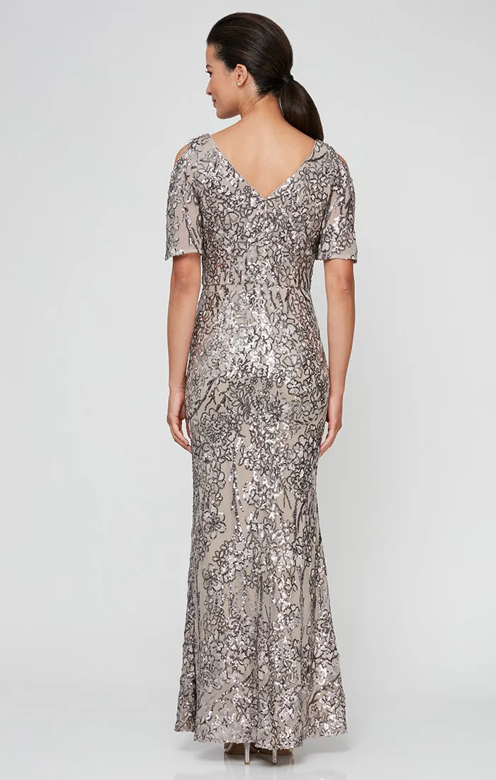 Caroline Flutter Sleeve Sequin Gown sold by Alex Evenings product image thumbnail 2