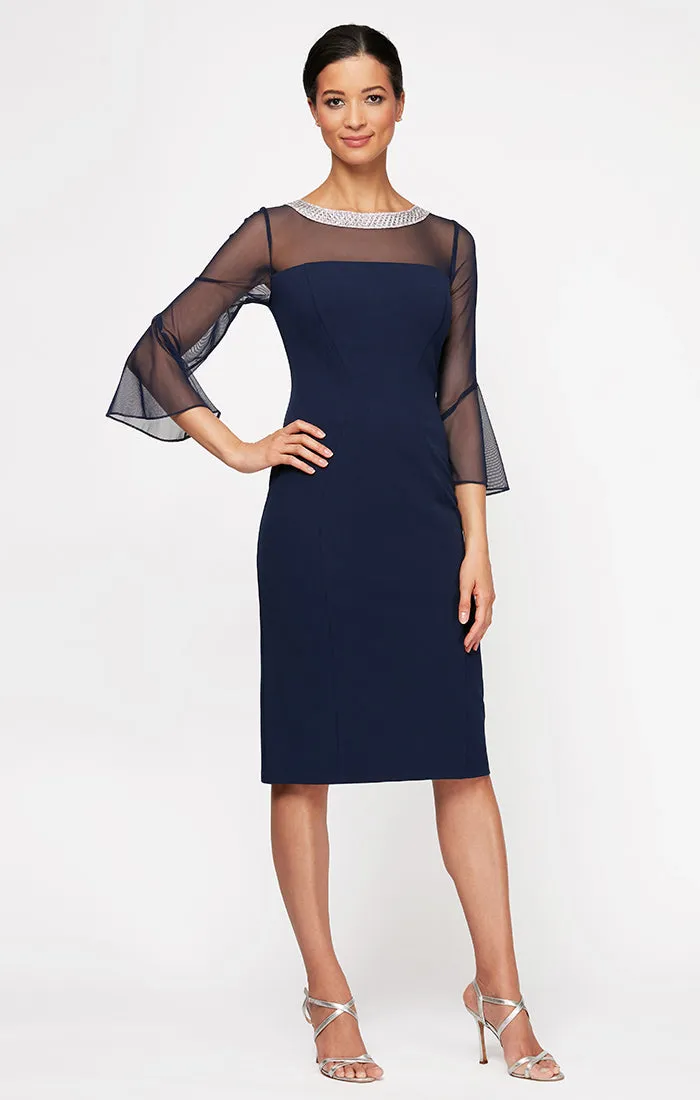 Olivia Illusion Neck Crepe Dress sold by Alex Evenings product image thumbnail 3