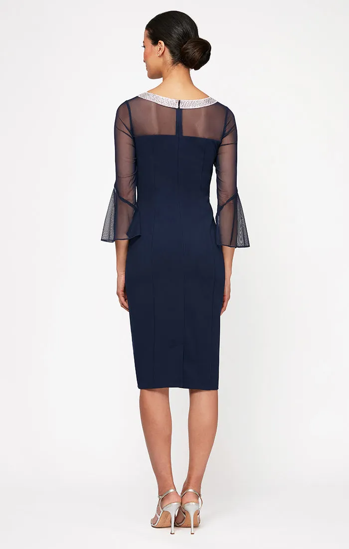 Olivia Illusion Neck Crepe Dress sold by Alex Evenings product image thumbnail 4