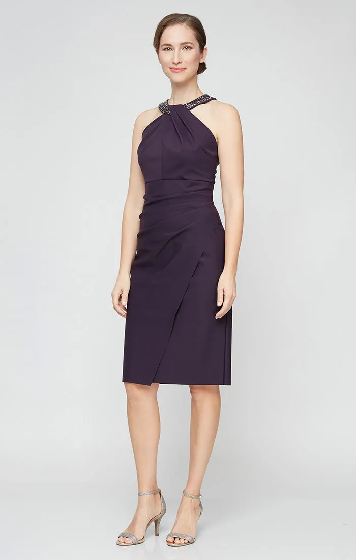 Sheath Compression Dress with Embellished Halter Style Neckline sold by Alex Evenings product image thumbnail 5
