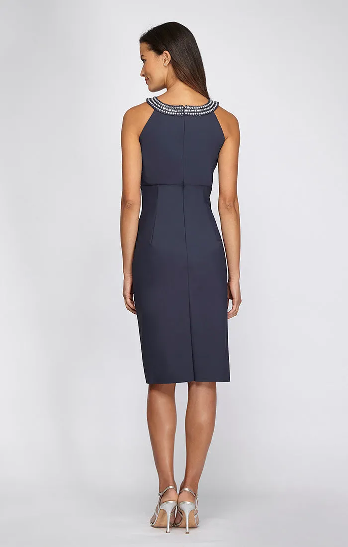 Sheath Compression Dress with Embellished Halter Style Neckline sold by Alex Evenings product image thumbnail 2